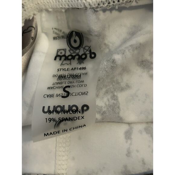 MONO B High Waist Yoga Leggings Pants Black/White Tie Dye Size Small NEW - Picture 4 of 4